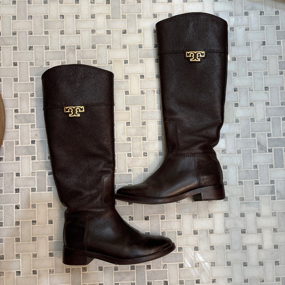 AUTHENTIC Tory Burch Dark Brown Leather boots, Size 6 - Picture 1 of 4